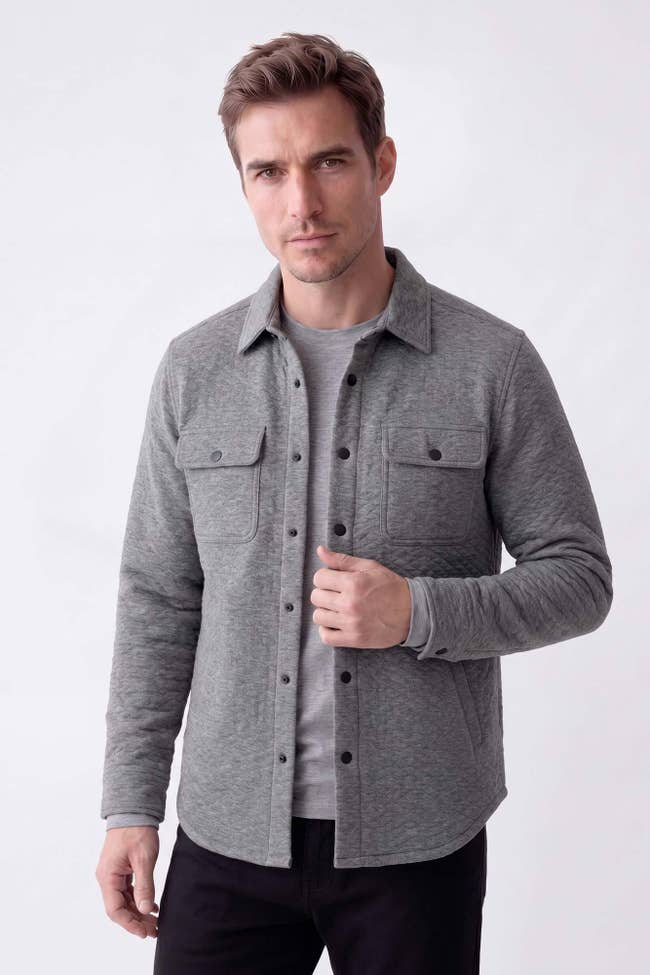 Camisaco punto matelasse gris claro