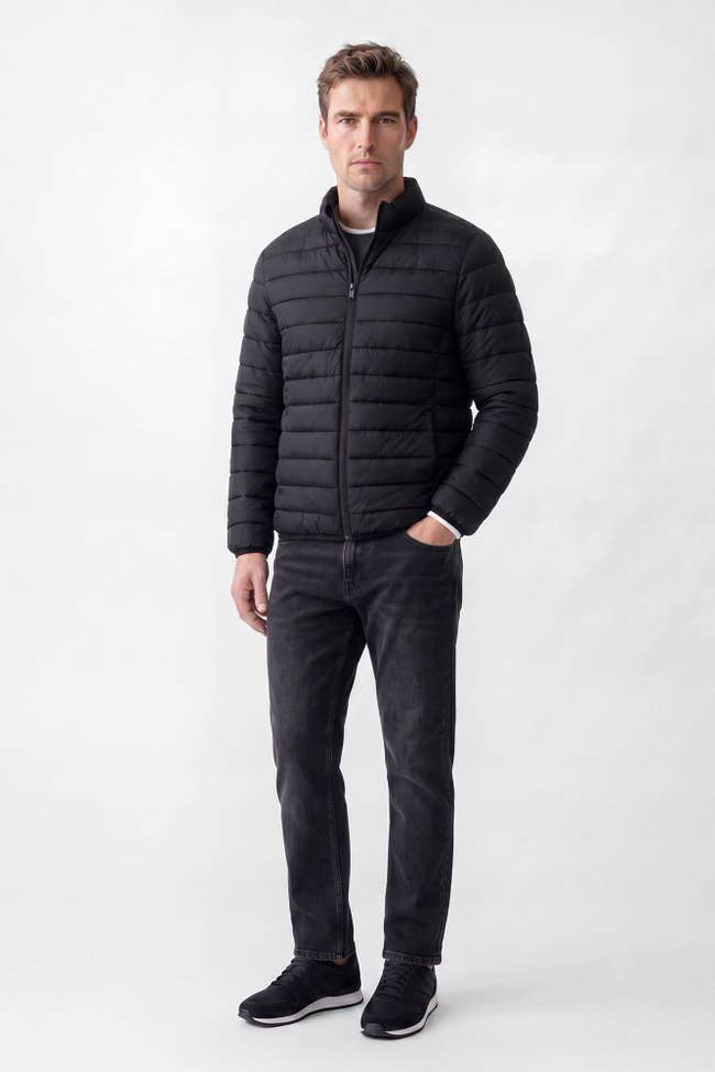 Campera inflada corta negra